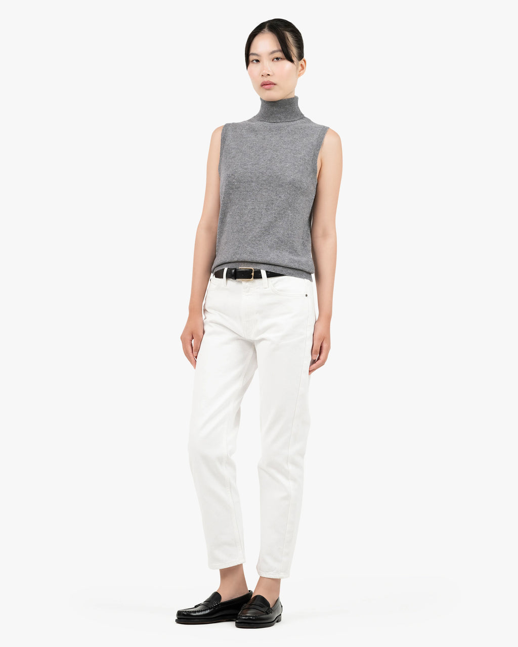 Essential Turtleneck Top - Medium Grey Cashmere