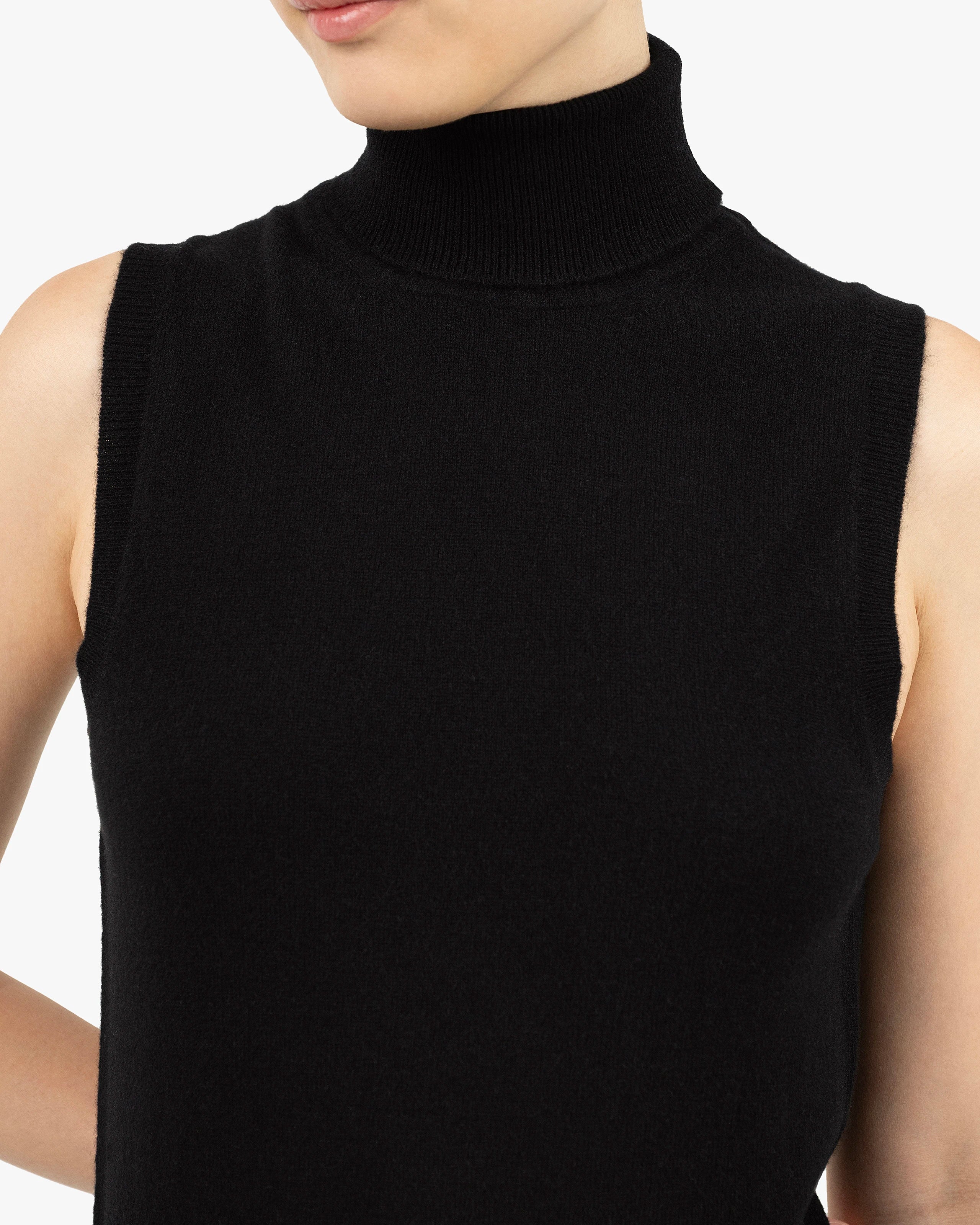 Essential Turtleneck Top - Black Cashmere