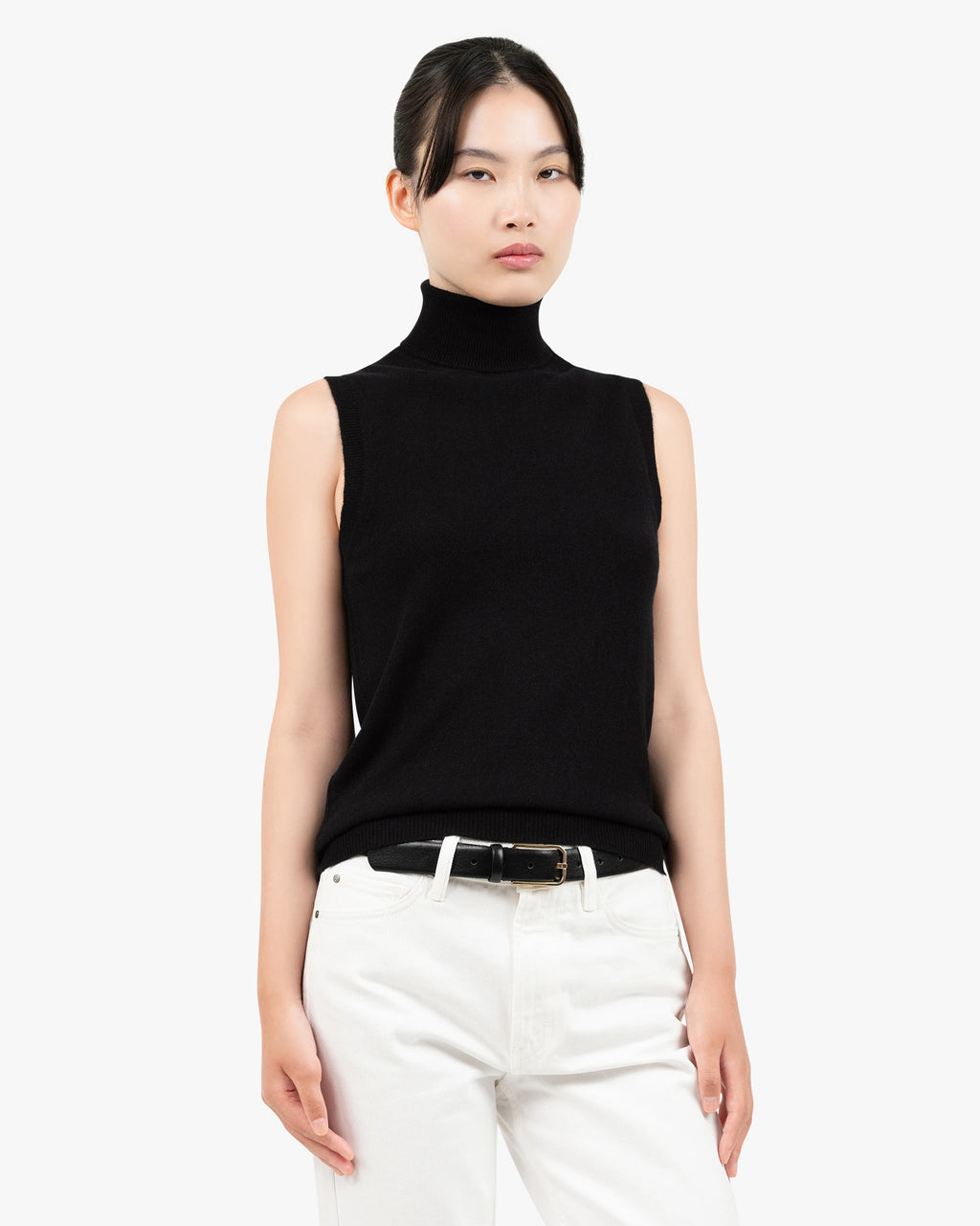 Essential Turtleneck Top - Black Cashmere