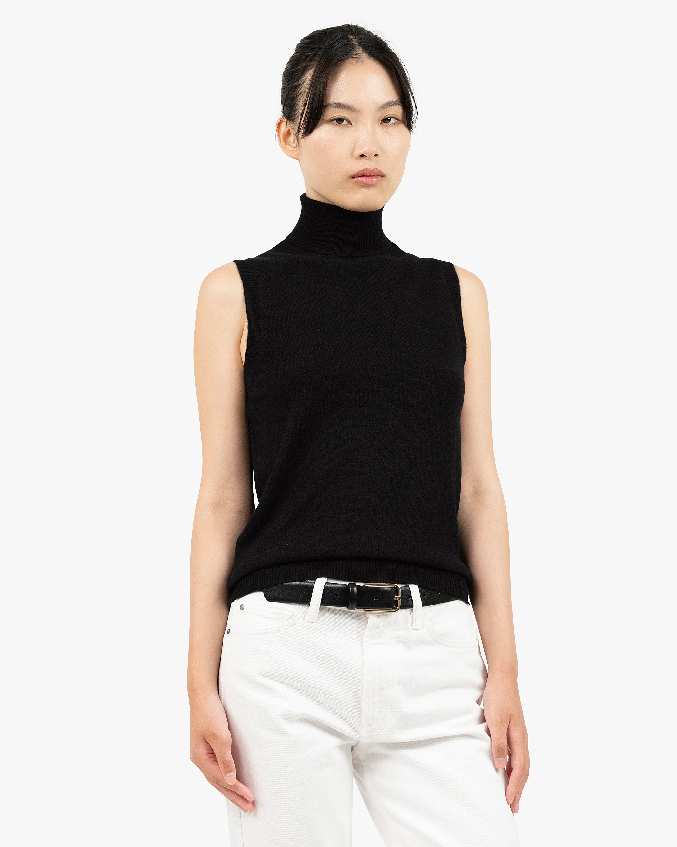 Essential Turtleneck Top - Black Cashmere