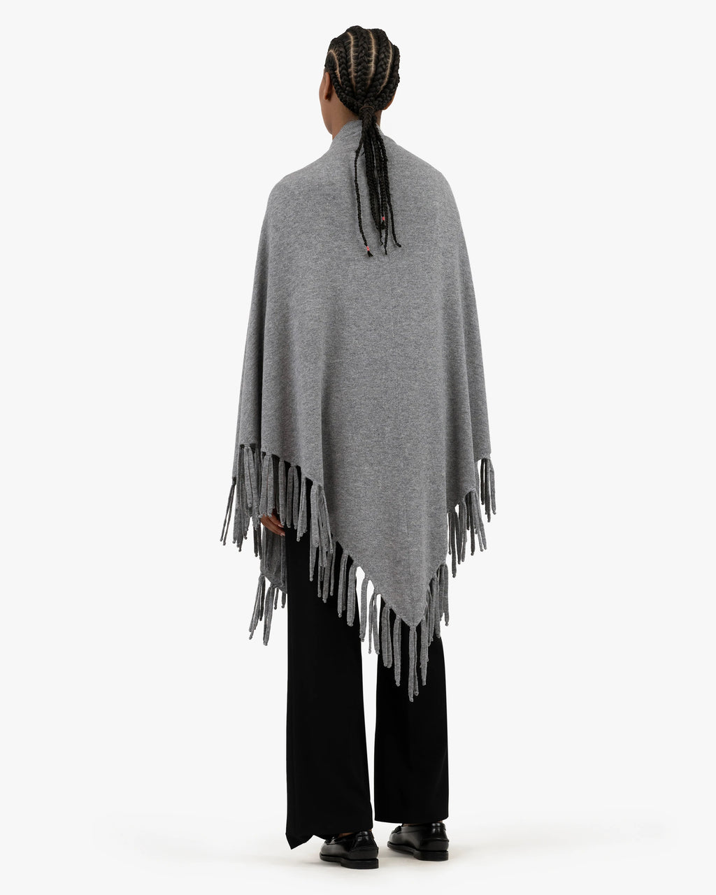 Fringed Wrap - Medium Grey Cashmere