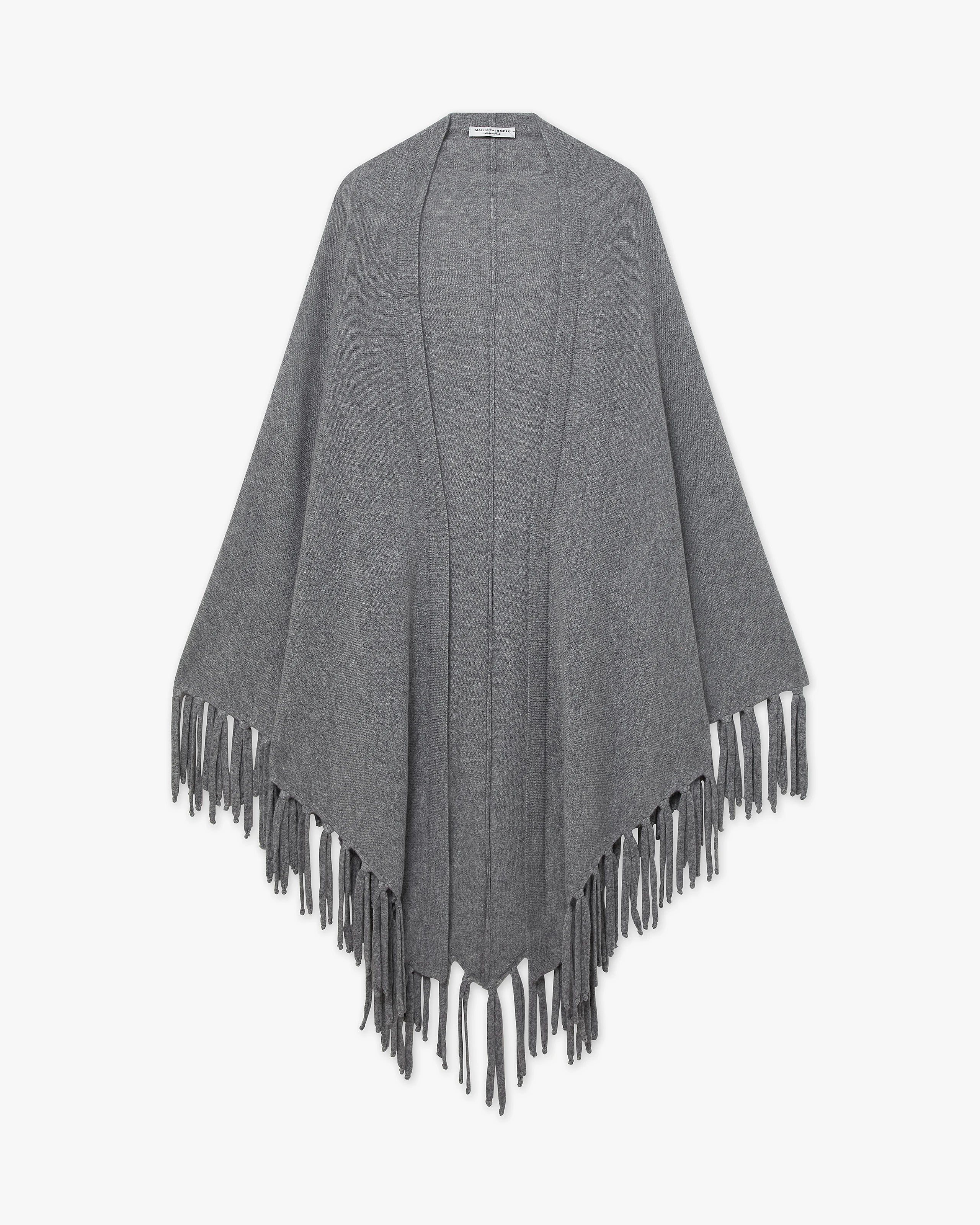 Fringed Wrap - Medium Grey Cashmere