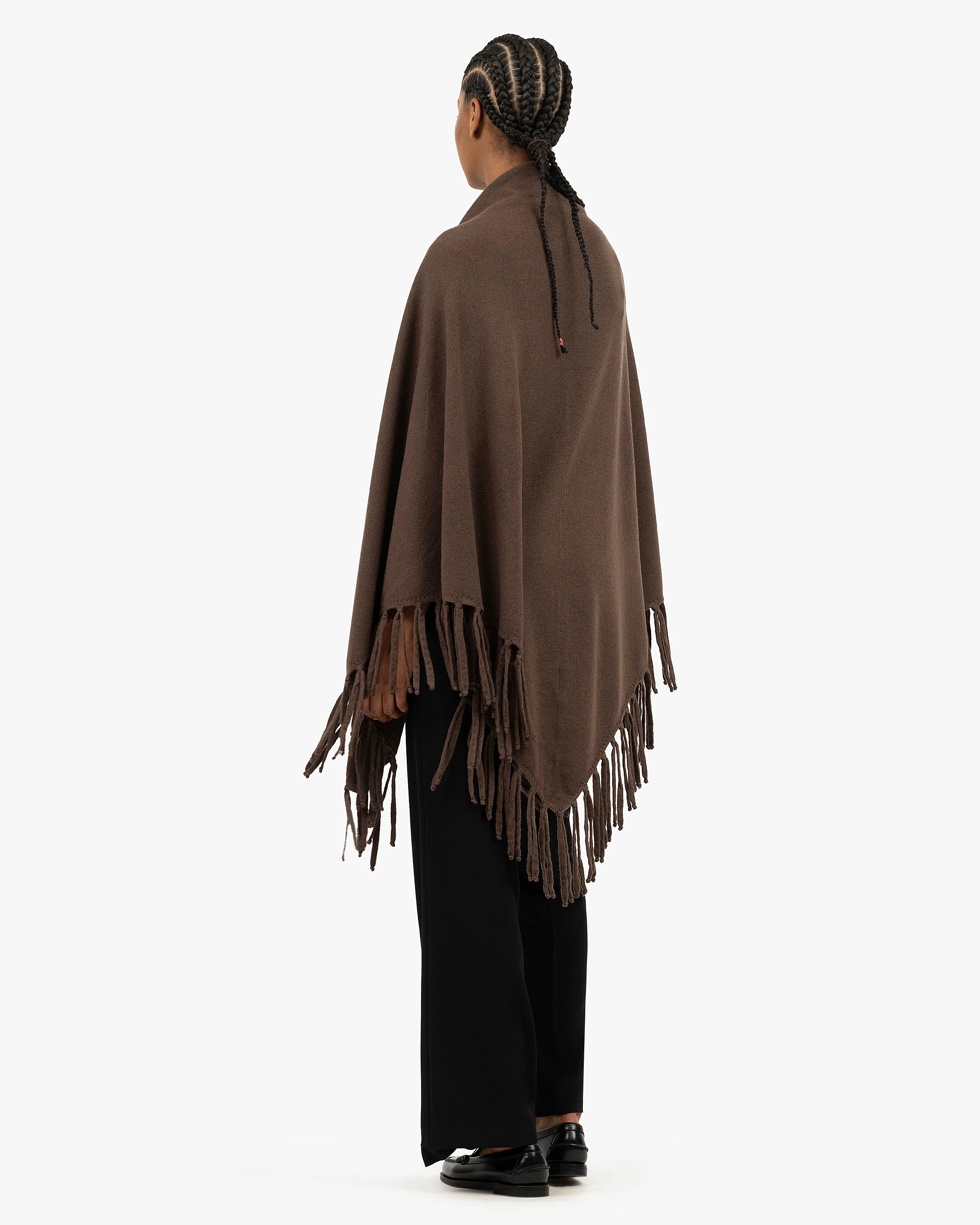 Fringed Wrap - Brown Cashmere