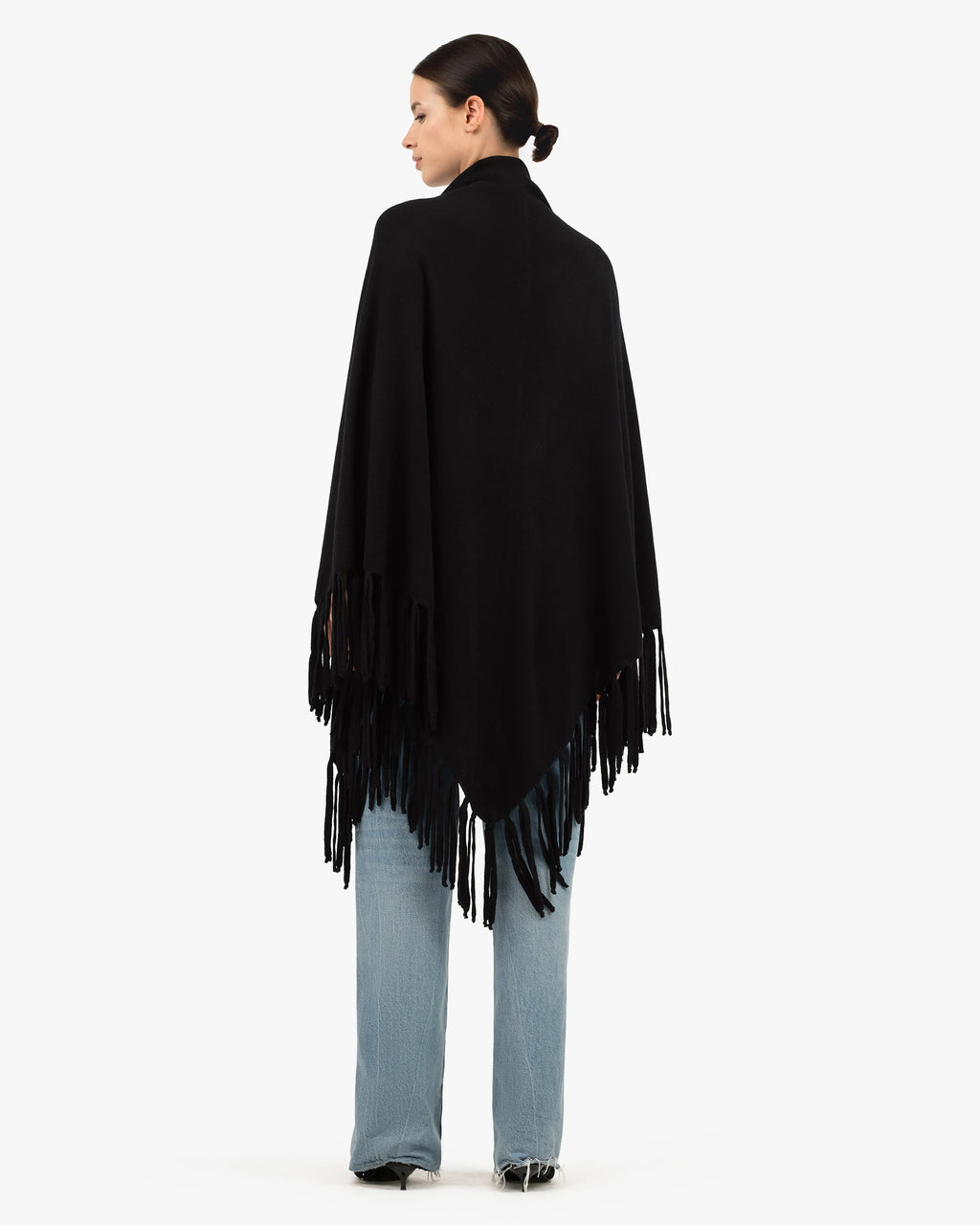Fringed Wrap - Black Cashmere