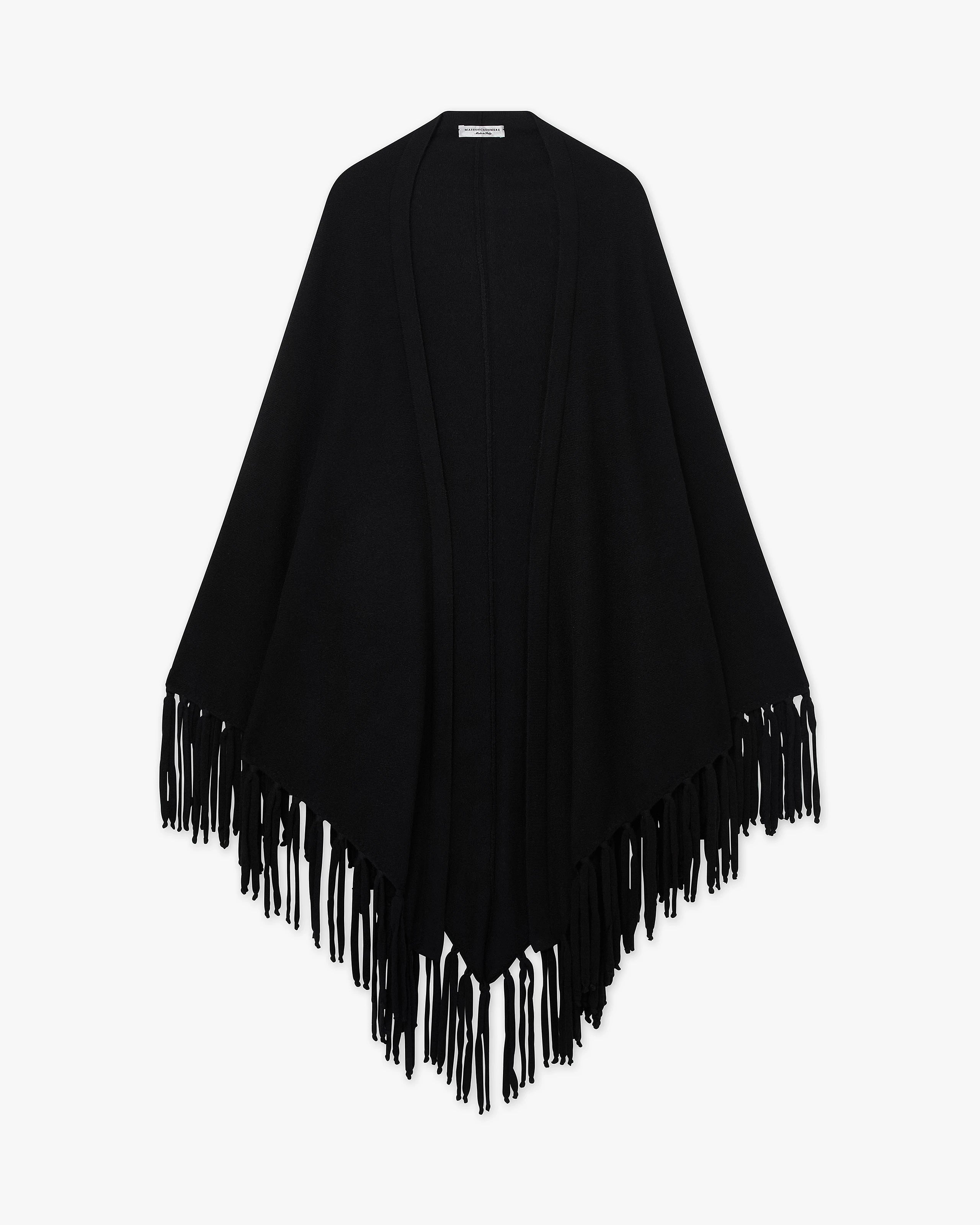 Fringed Wrap - Black Cashmere