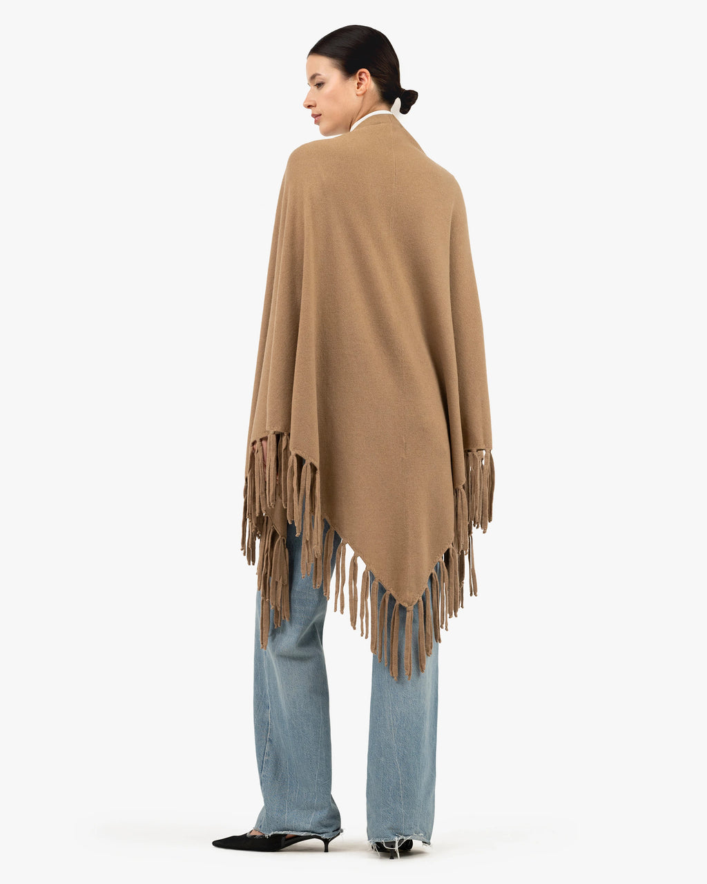 Fringed Wrap - Camel Cashmere