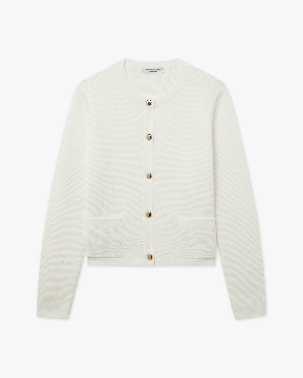 Oasi Crew Neck Cardigan - White Cotone