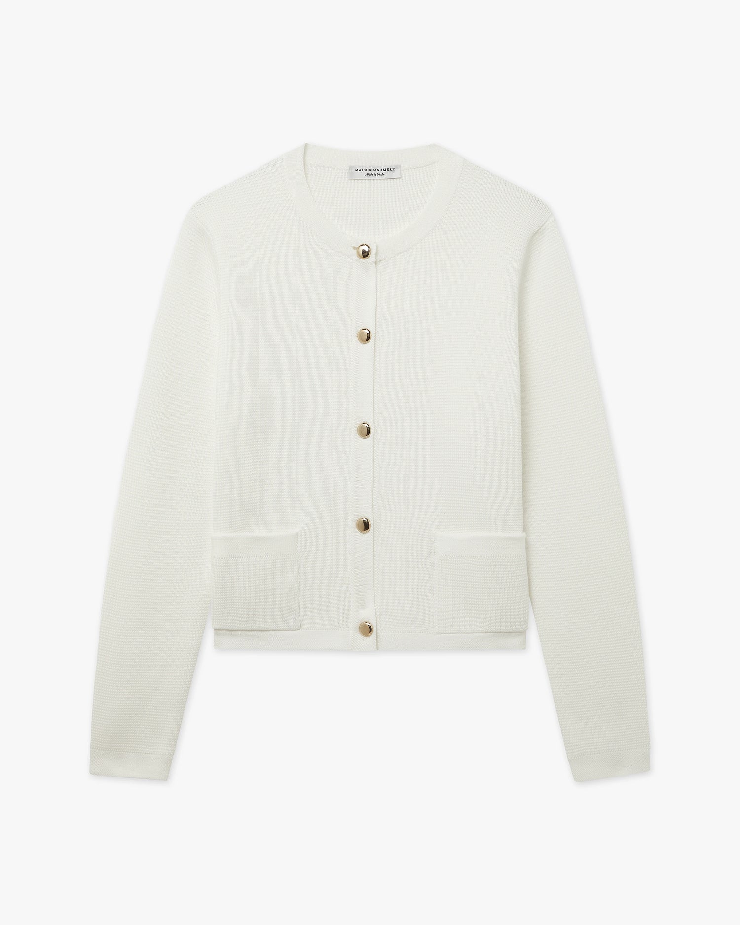 Oasi Crew Neck Cardigan - White Cotone