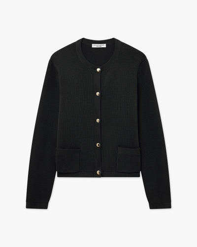 Oasi Crew Neck Cardigan - Black Cotone
