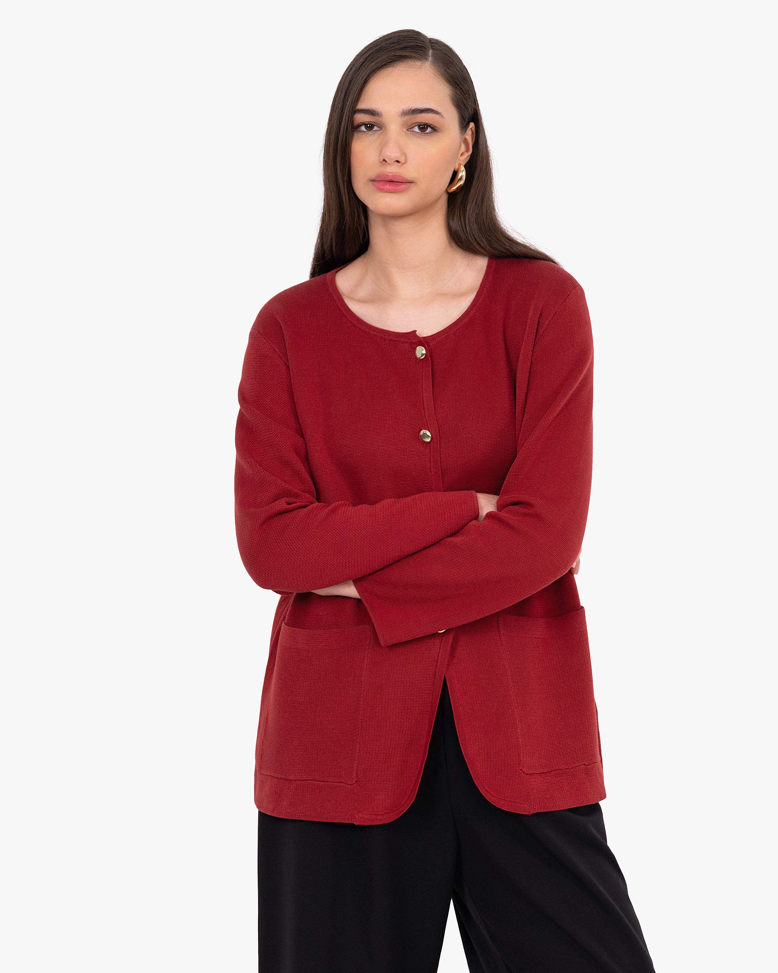 Women's Oasi Knit Jacket - Red Cotone