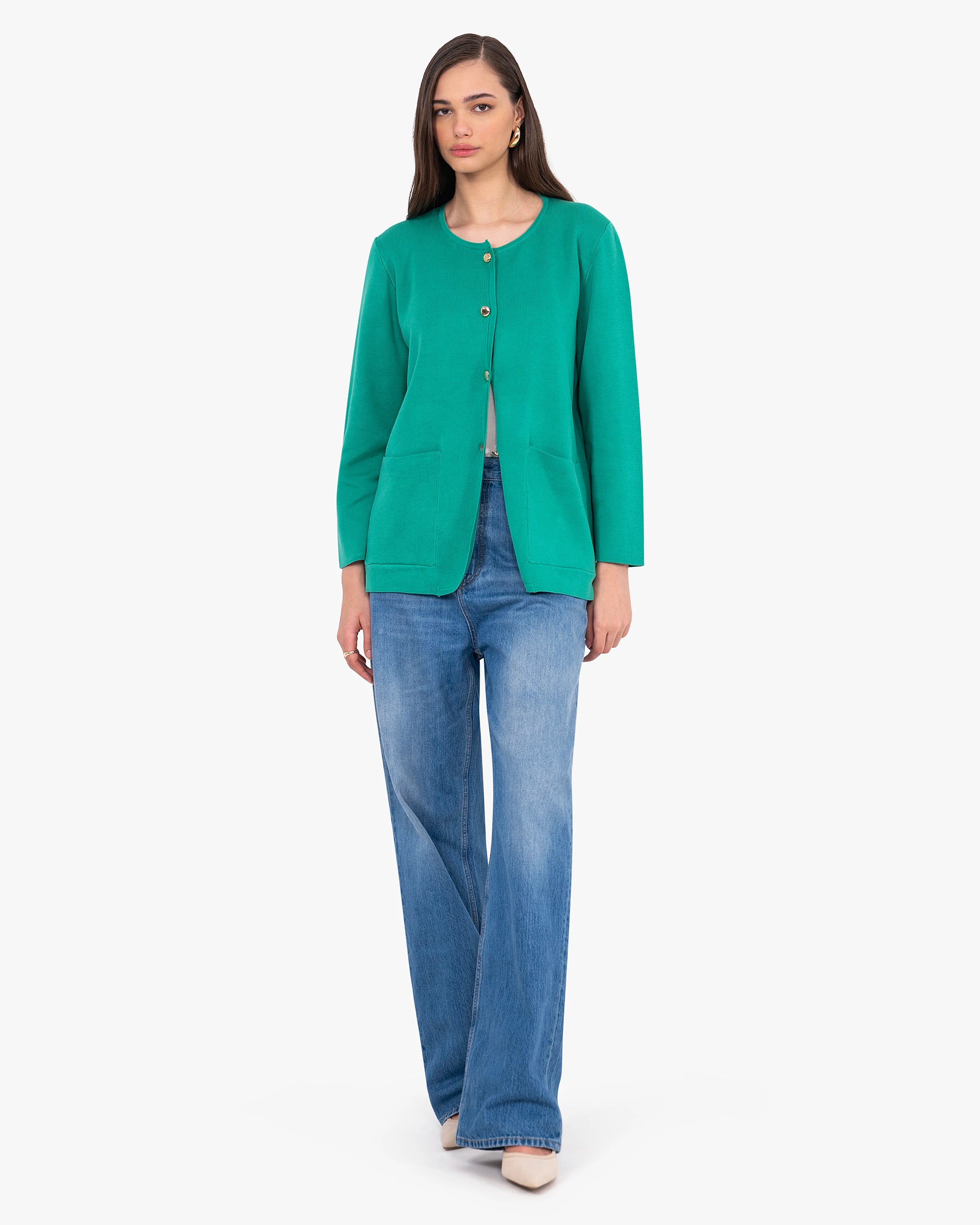 Women's Oasi Knit Jacket - Green Cotone