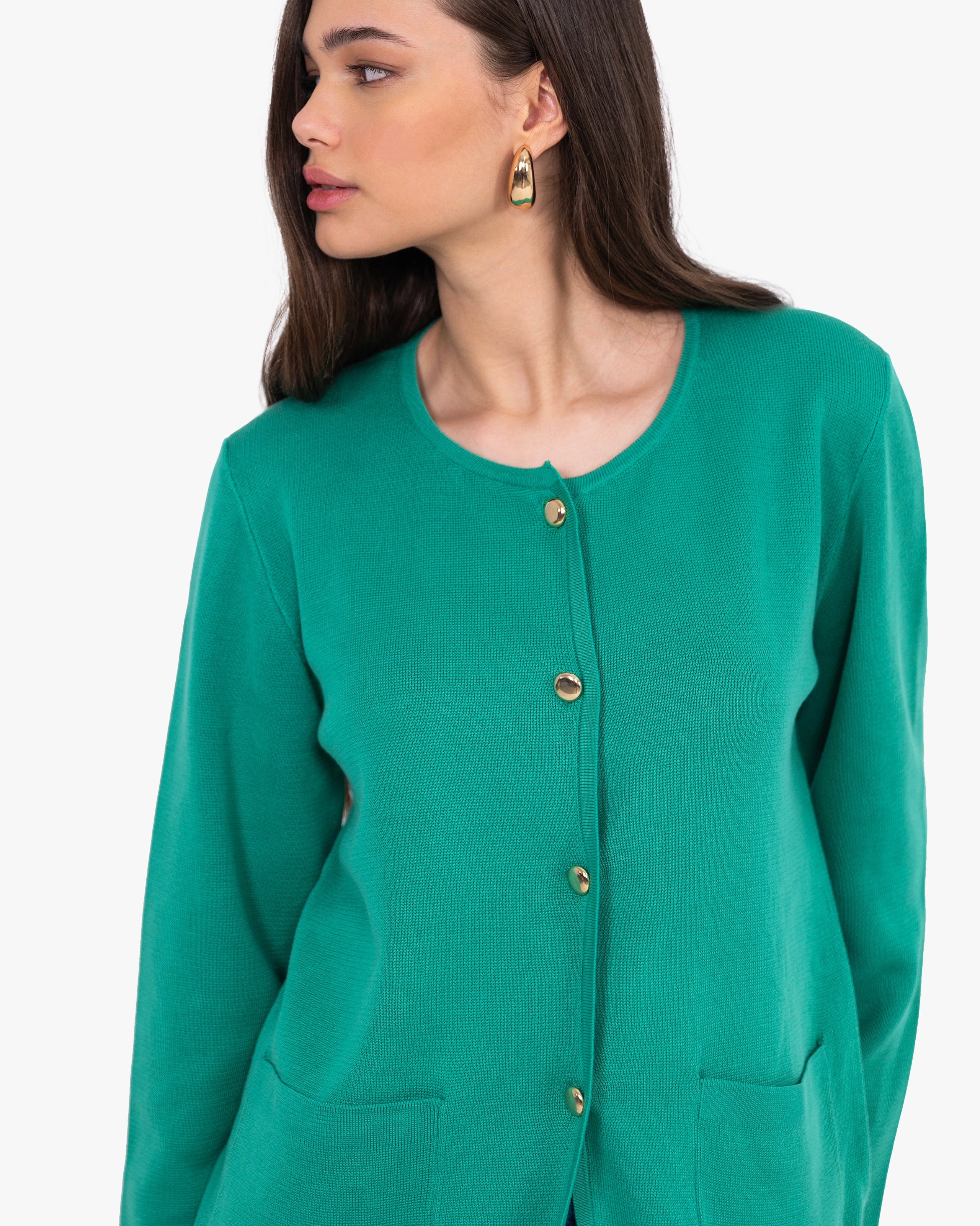 Women's Oasi Knit Jacket - Green Cotone