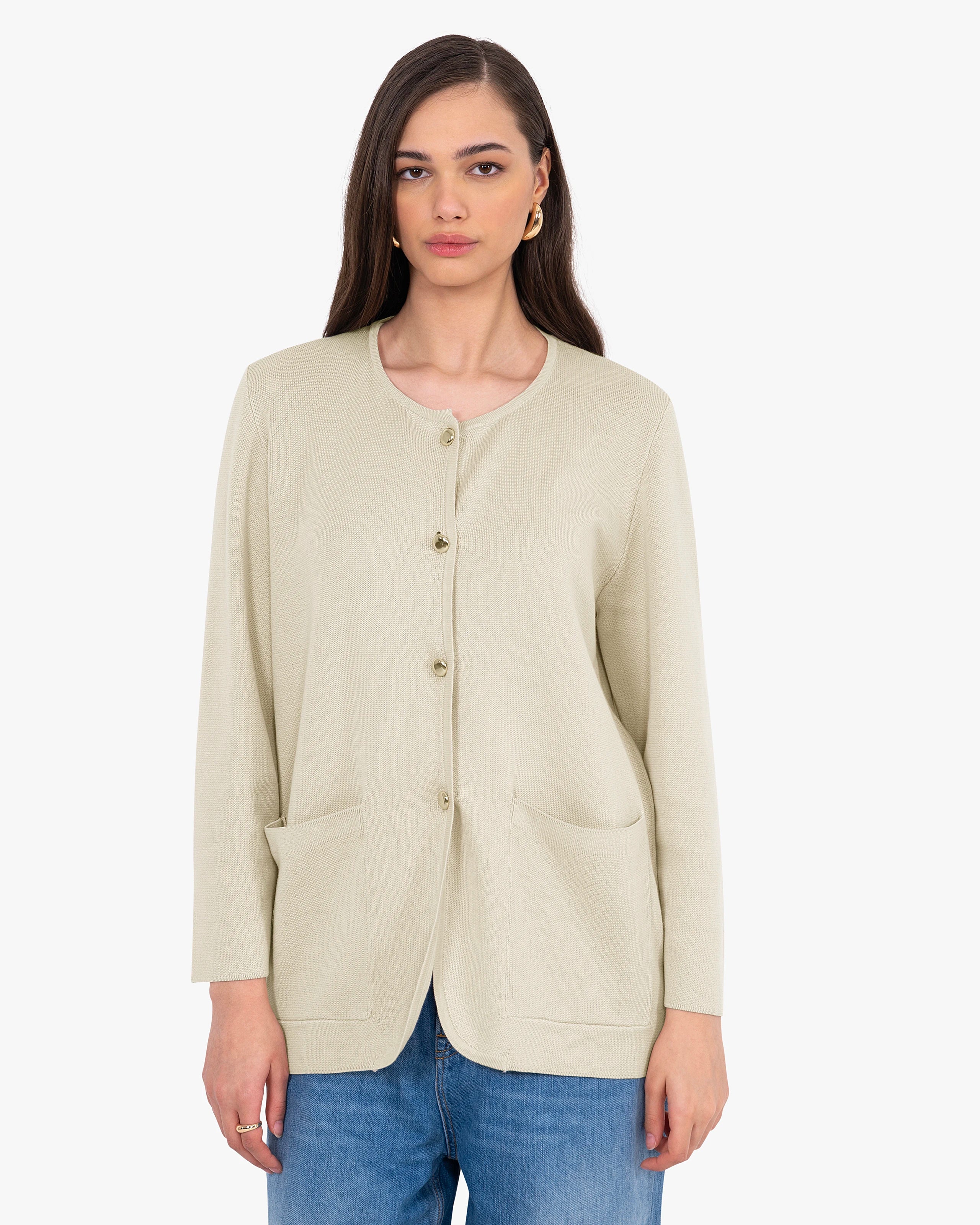 Women's Oasi Knit Jacket - Beige Cotone