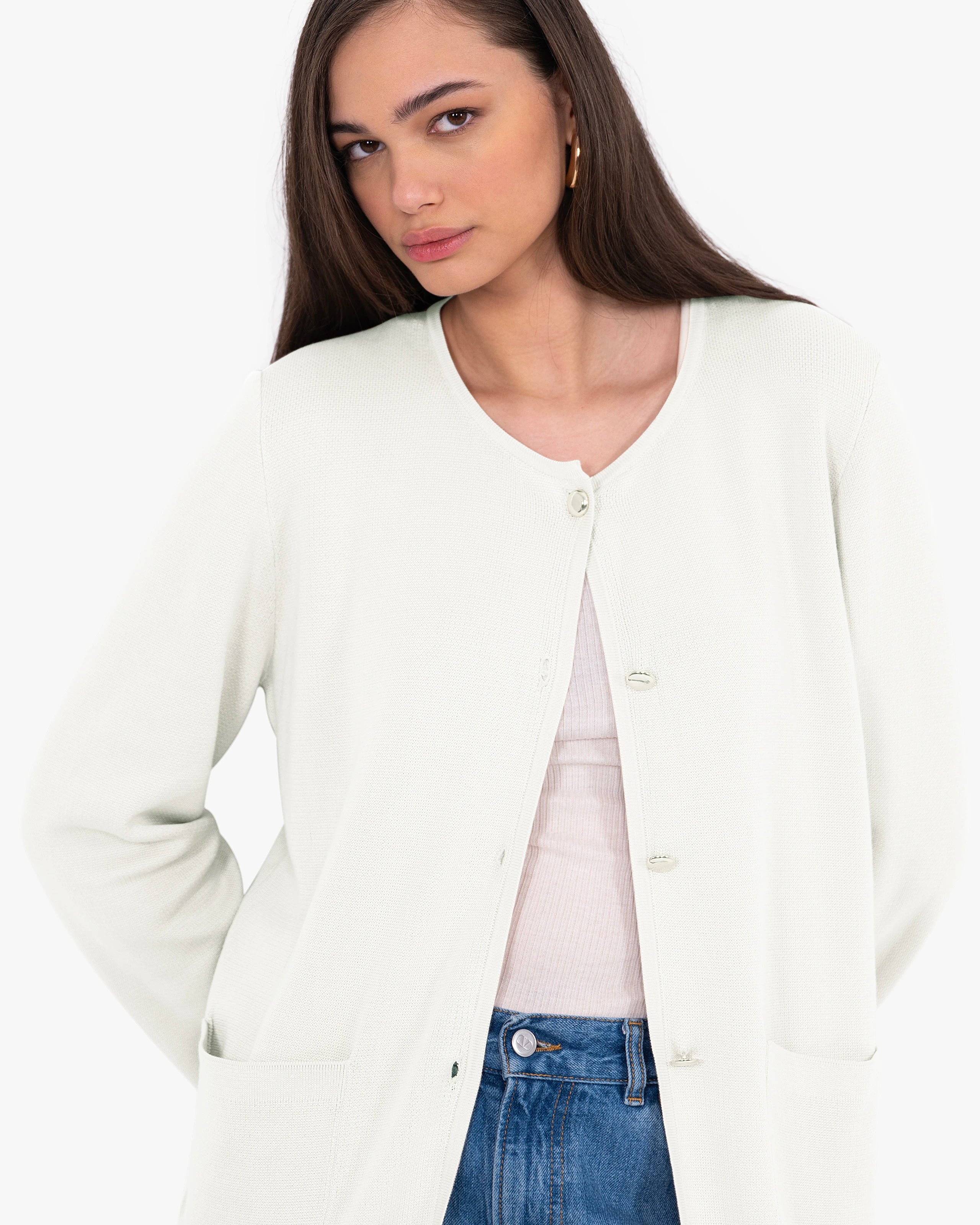 Women's Oasi Knit Jacket - White Cotone