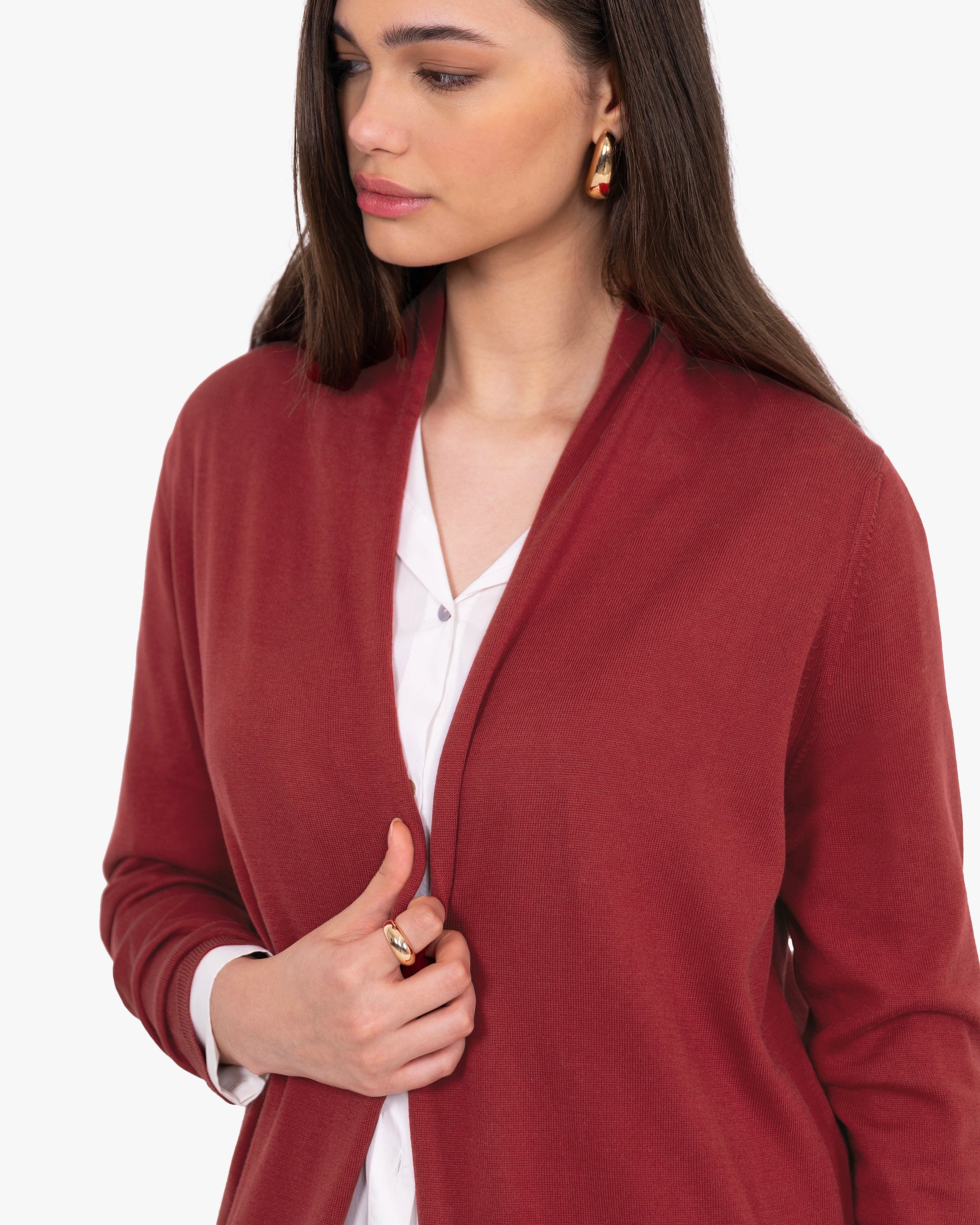 Oasi Long Cardigan - Red Cotone