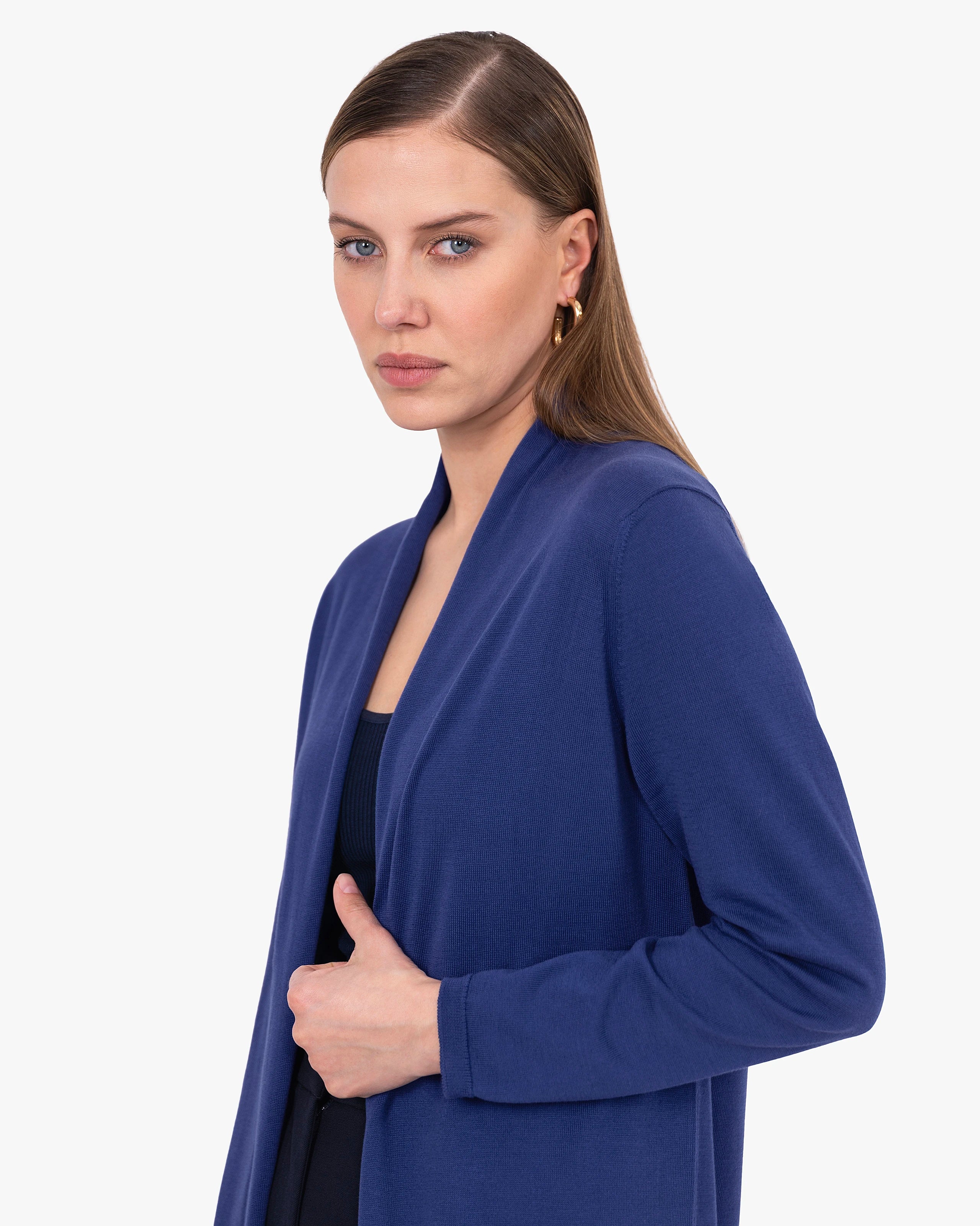 Oasi Long Cardigan - Blue Cotone