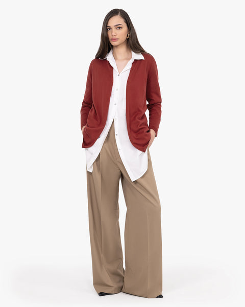 Oasi Open Cardigan - Red Cotone