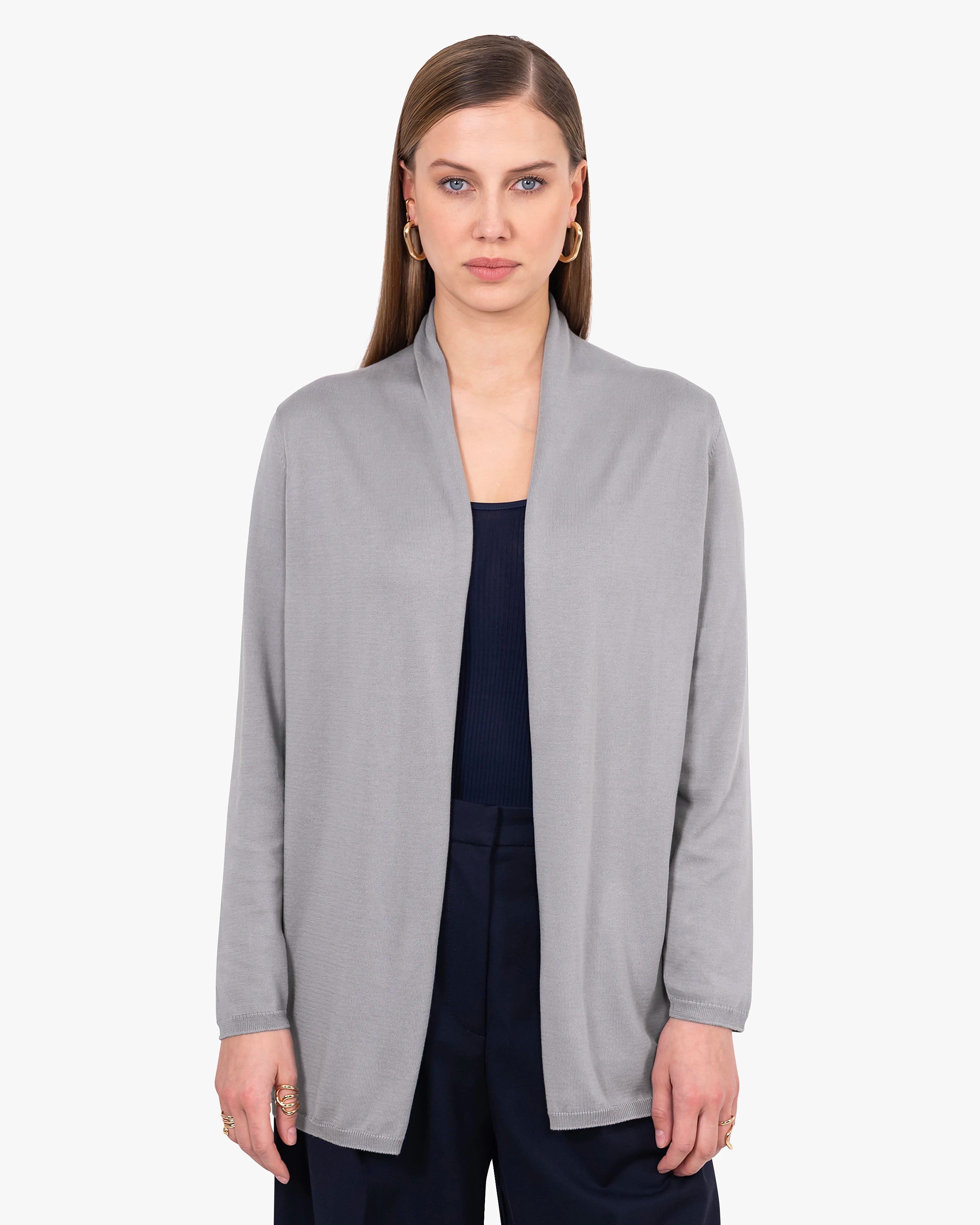 Oasi Open Cardigan - Grey Cotone