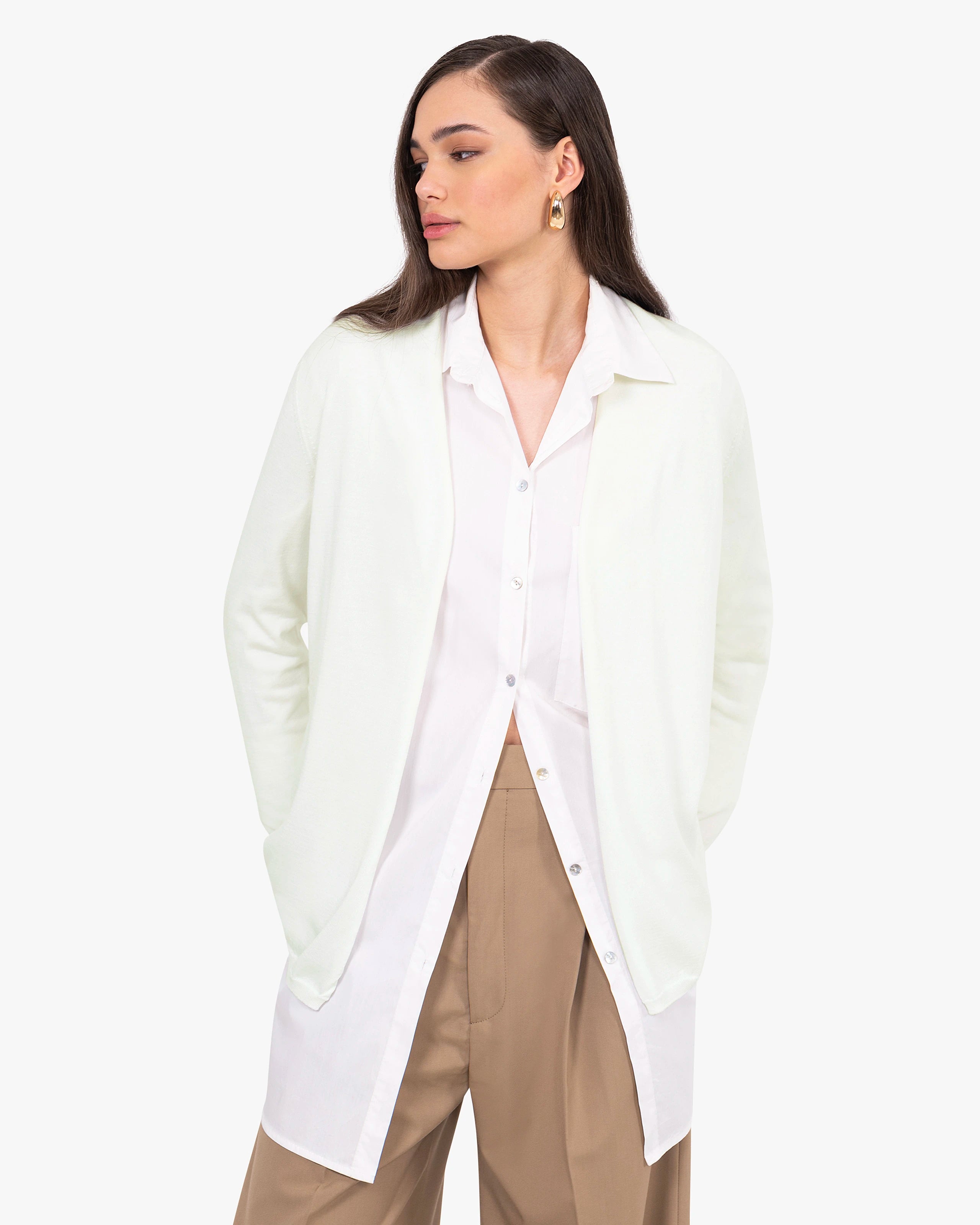 Oasi Open Cardigan - White Cotone