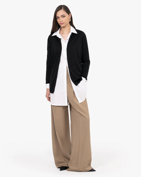 Oasi Open Cardigan - Black Cotone