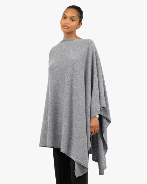 Mayfair Poncho - Medium Grey Cashmere