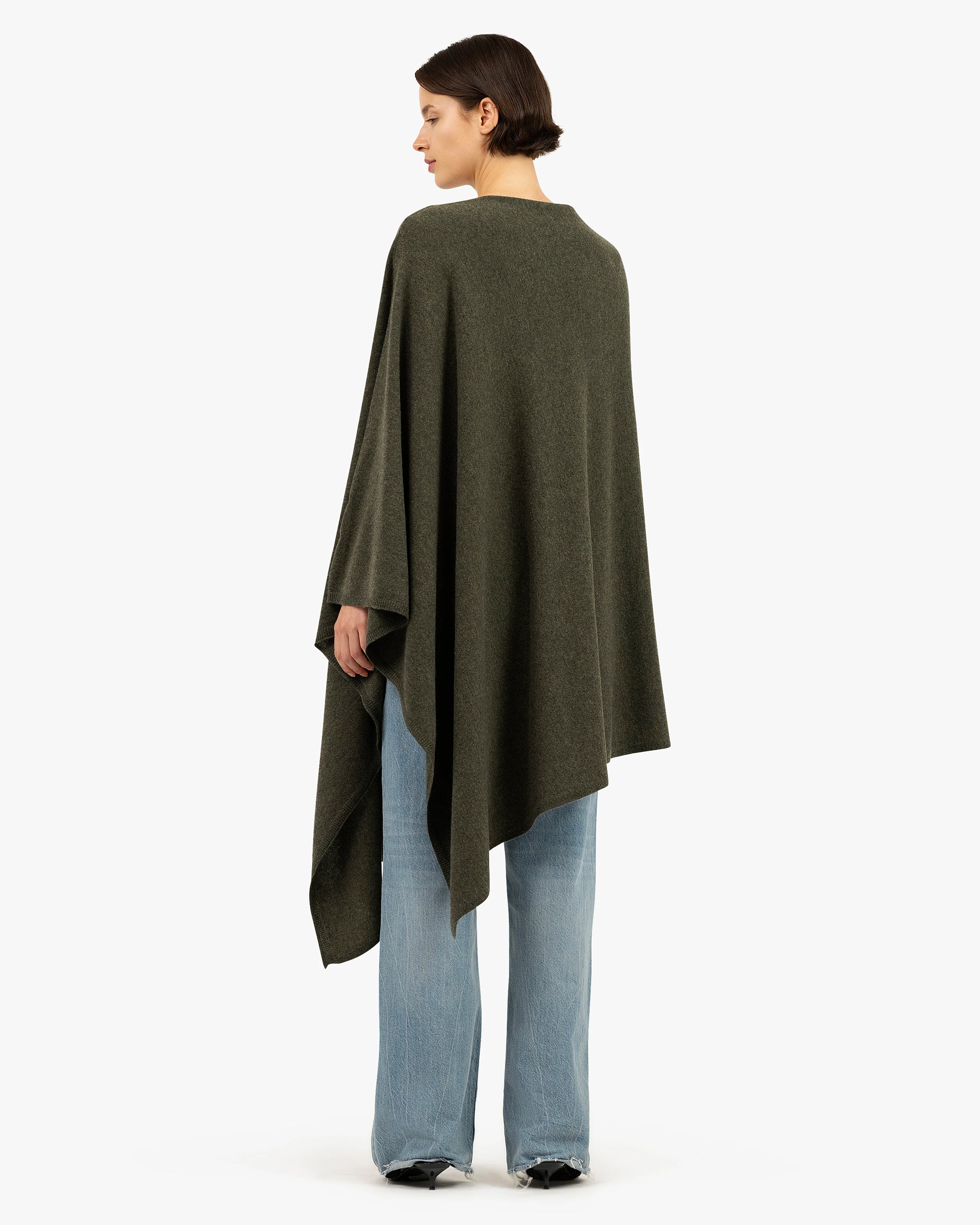 Mayfair Poncho - Green Cashmere