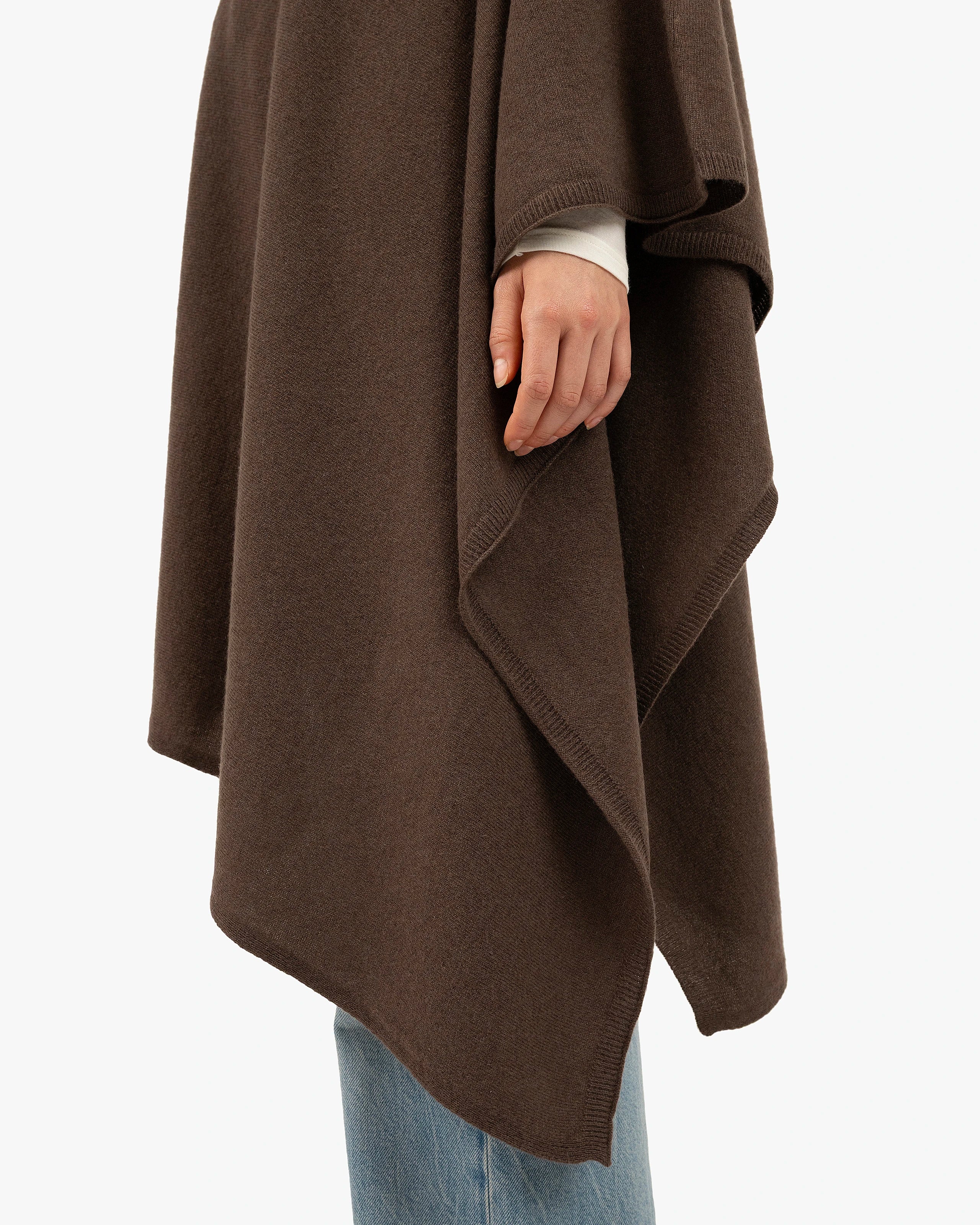Mayfair Poncho - Brown Cashmere