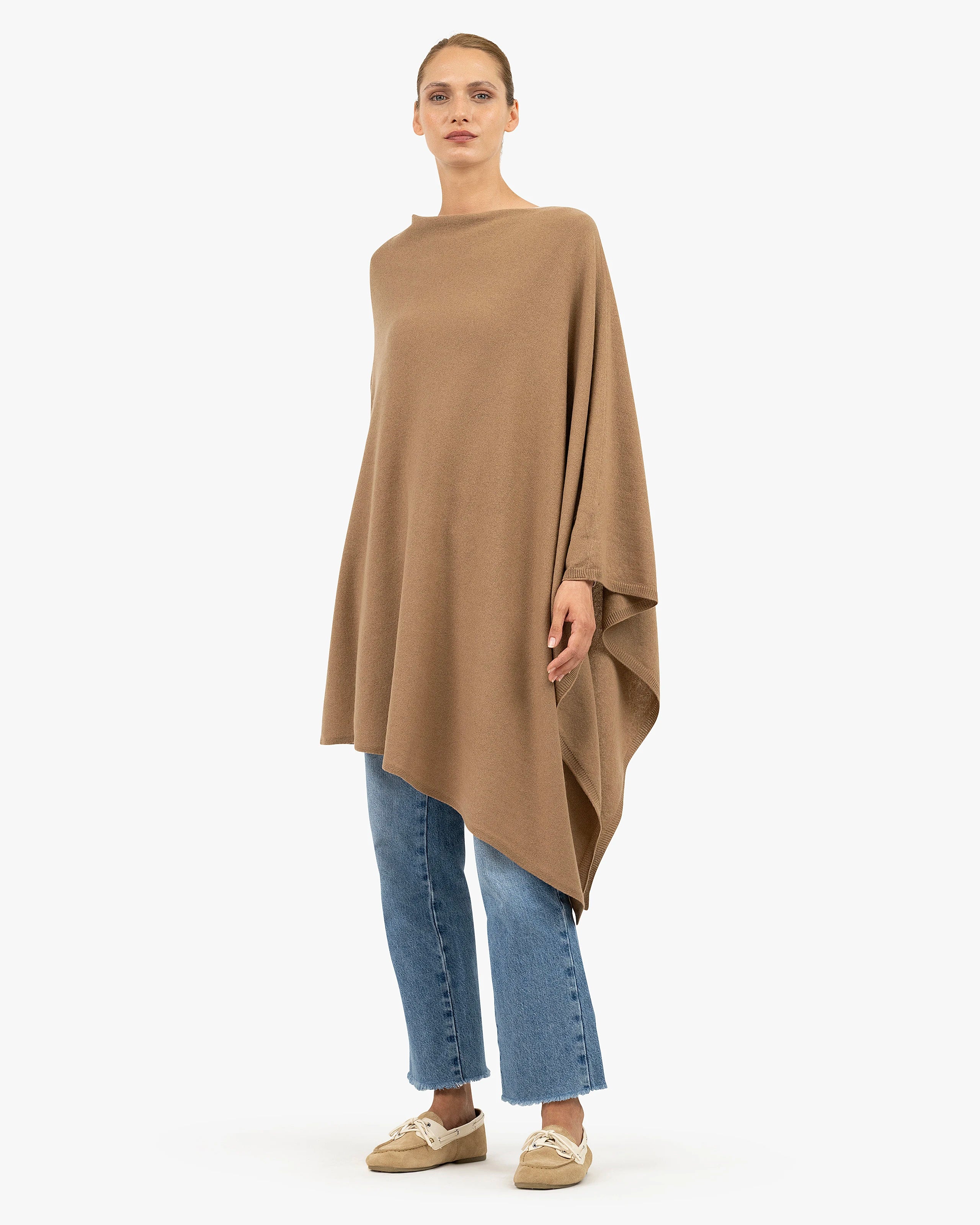 Mayfair Poncho - Camel Cashmere