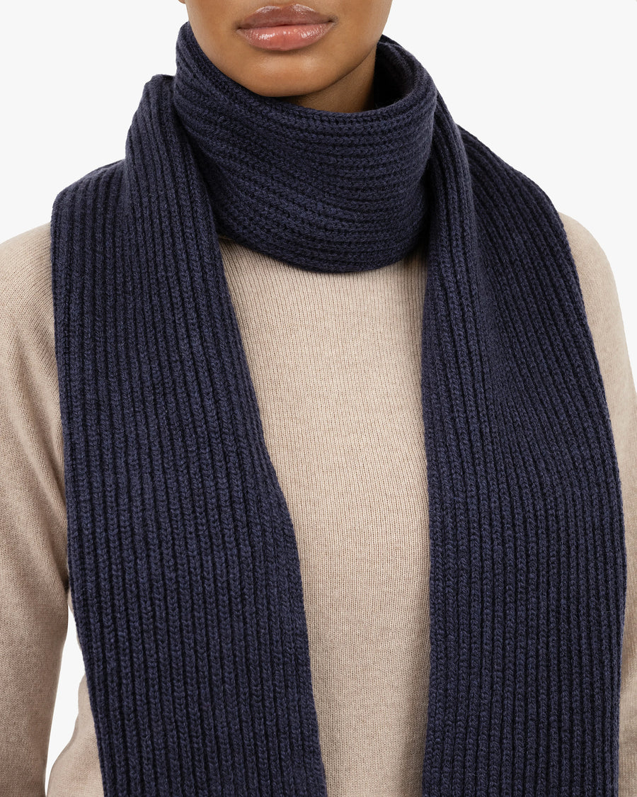 Maxi Ribbed Scarf - Blue Merino / Cashmere