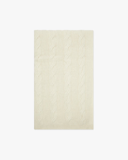 Cable Knit Maxi Scarf - White Cashmere