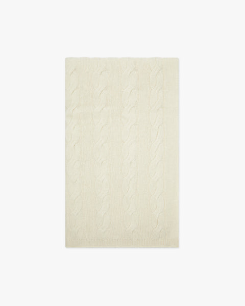 Cable Knit Maxi Scarf - White Cashmere