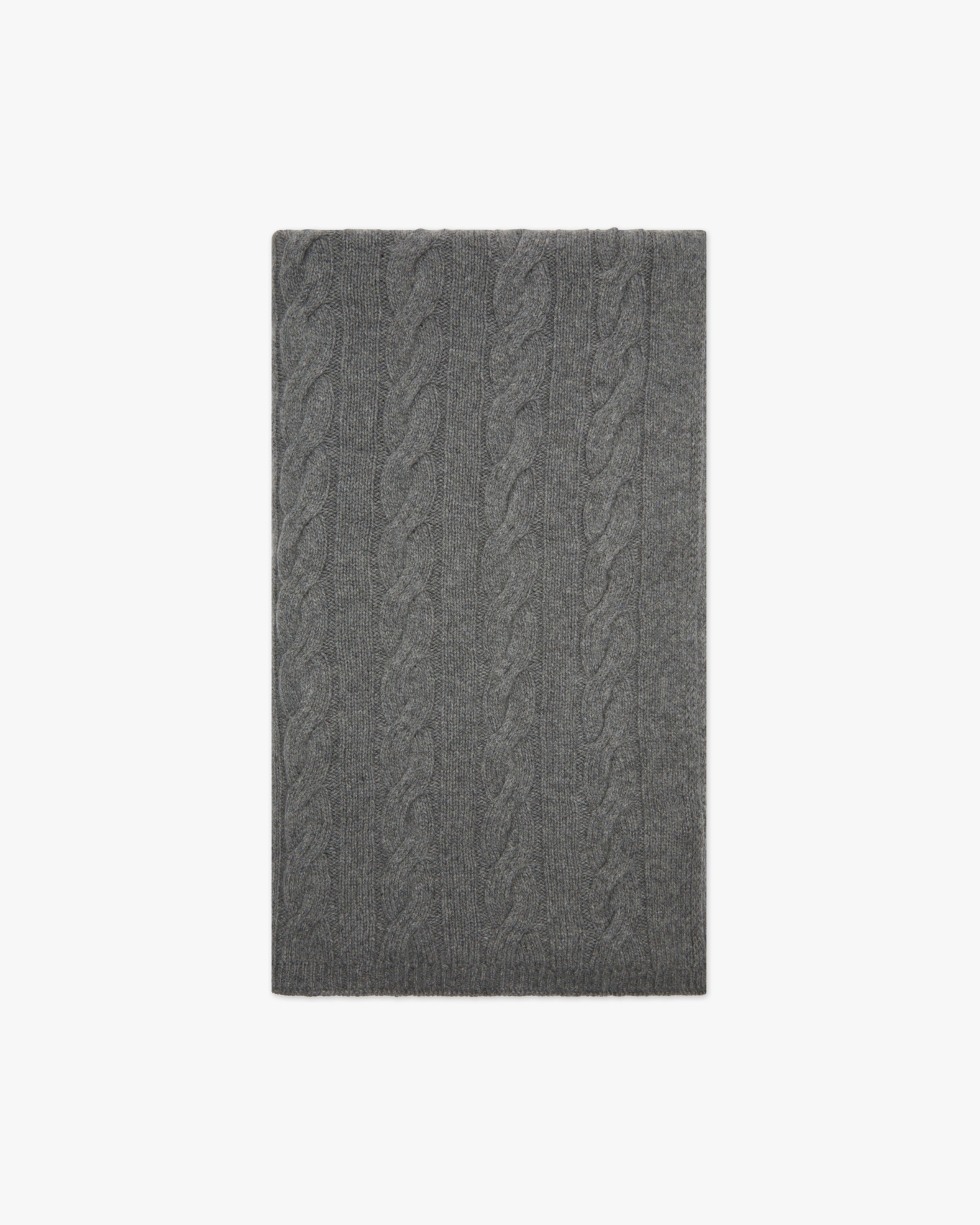 Cable Knit Maxi Scarf - Grey Cashmere