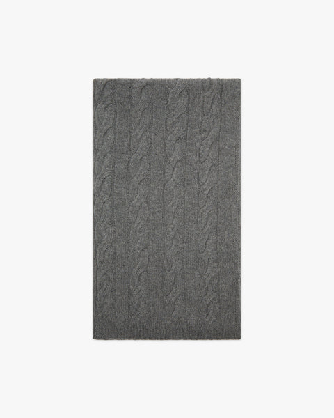 Cable Knit Maxi Scarf - Grey Cashmere