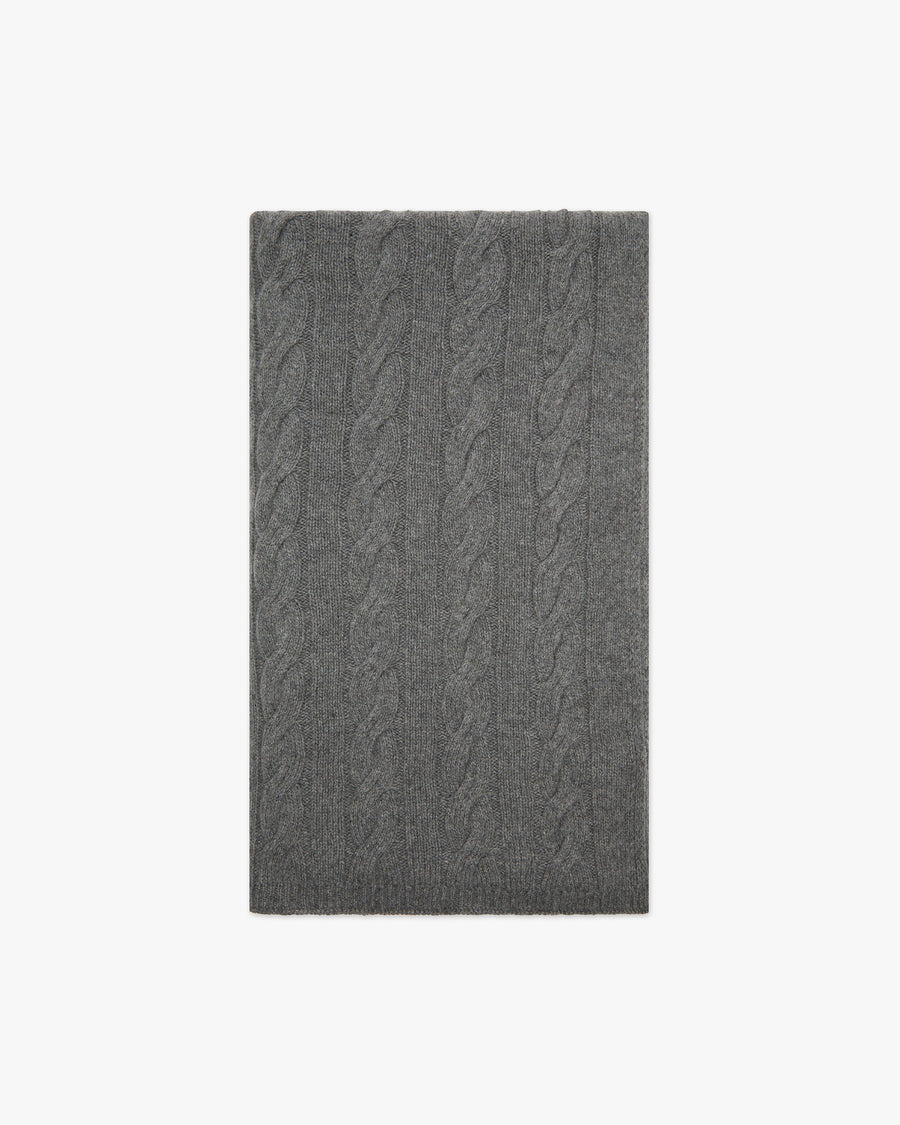 Cable Knit Maxi Scarf - Grey Cashmere