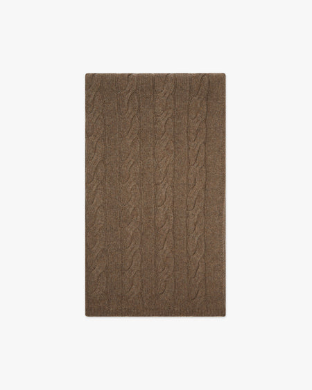 Cable Knit Maxi Scarf - Brown Cashmere