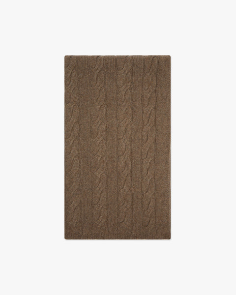 Cable Knit Maxi Scarf - Brown Cashmere