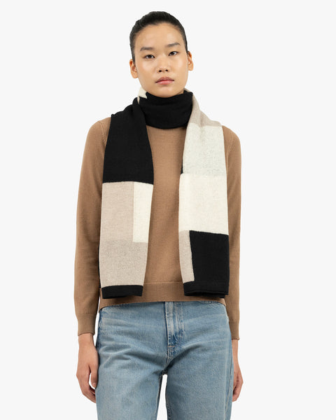 Mondrian Maxi Scarf - Beige Cashmere