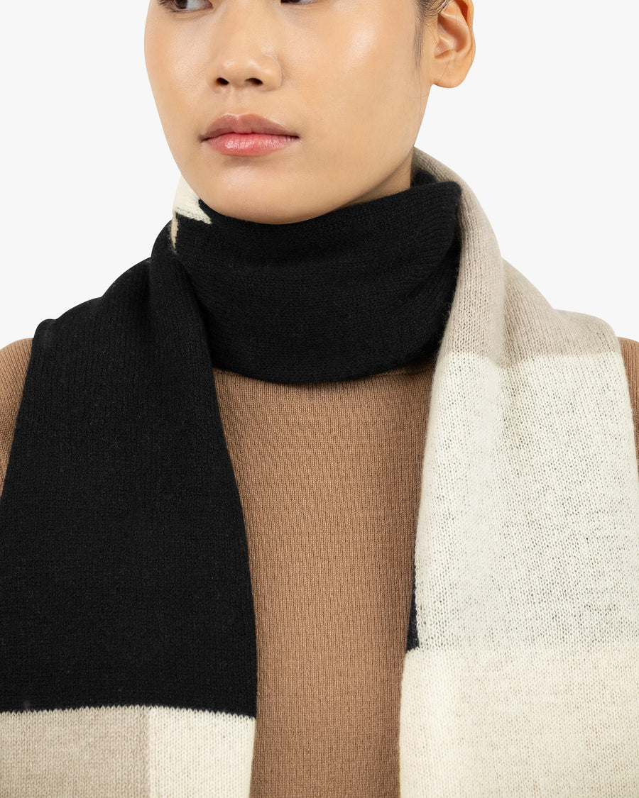 Mondrian Maxi Scarf - Beige Cashmere