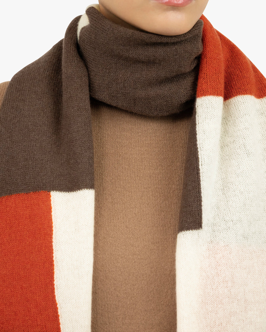 Mondrian Maxi Scarf - Red Cashmere