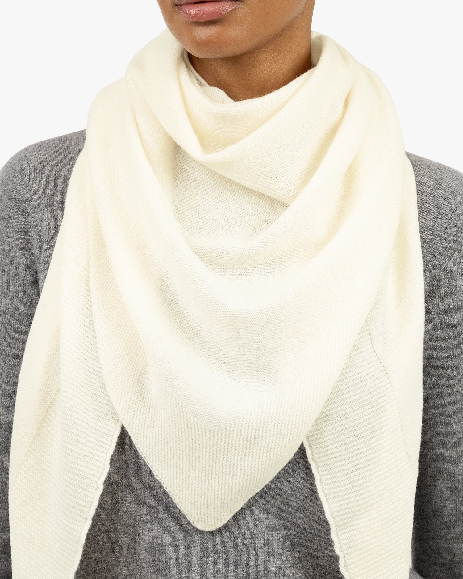 Maxi Cashmere Triangle Scarf - White | MaisonCashmere Maxi Cashmere Triangle Scarf - White | MaisonCashmere
