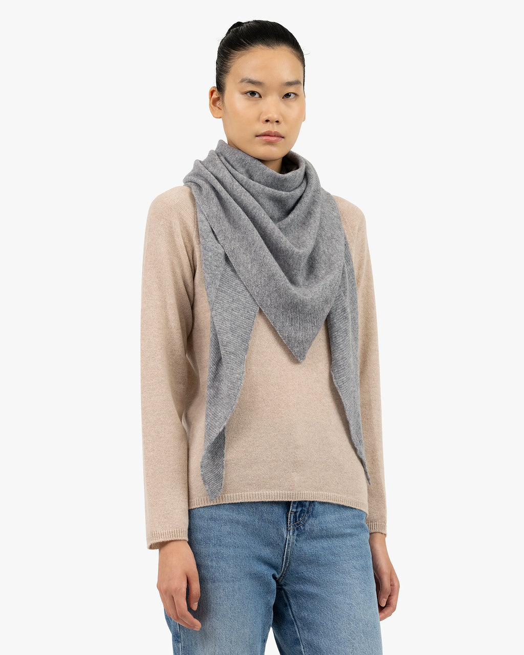 Maxi Triangle Scarf - Medium Grey Cashmere