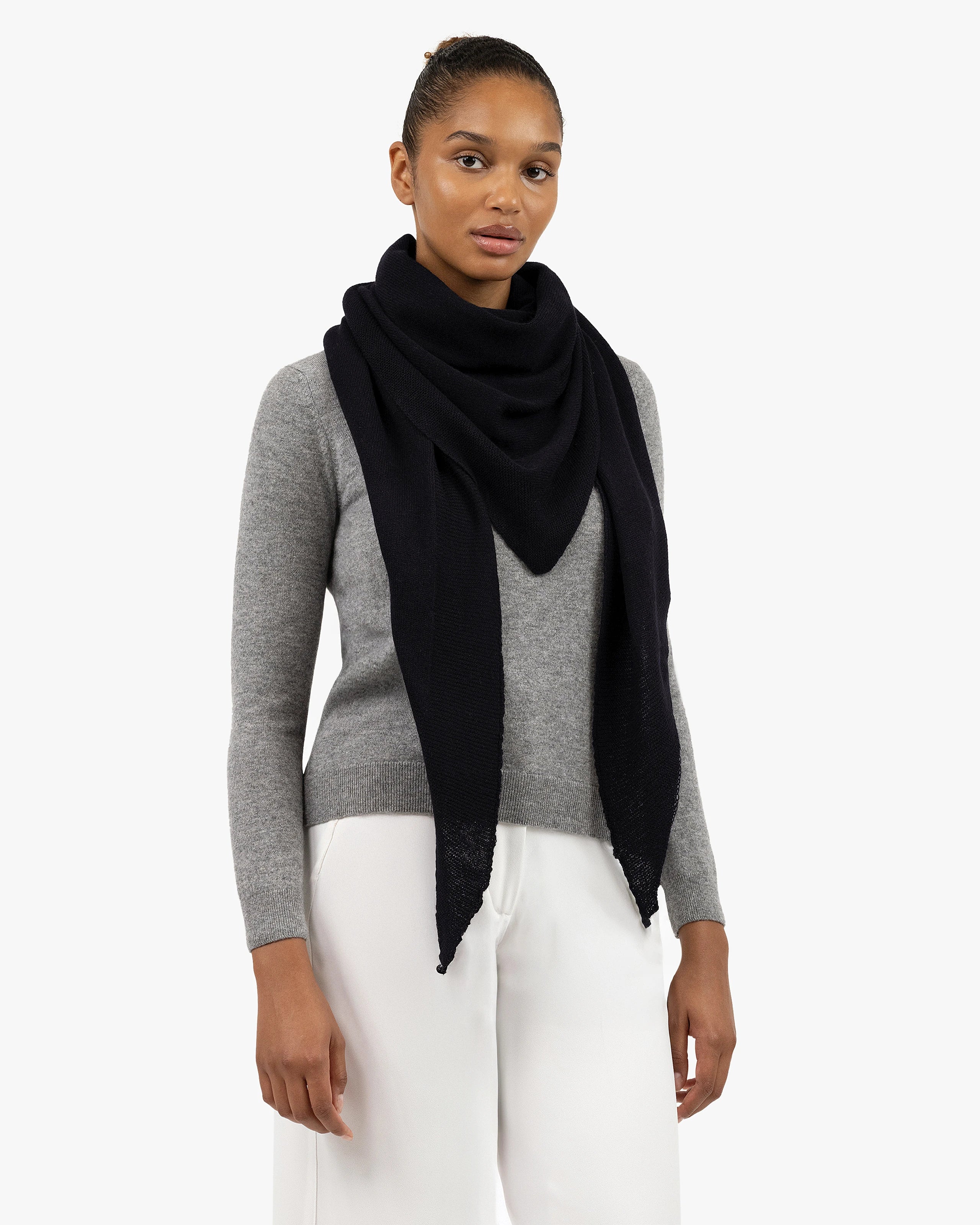 Maxi Triangle Scarf - Black Cashmere