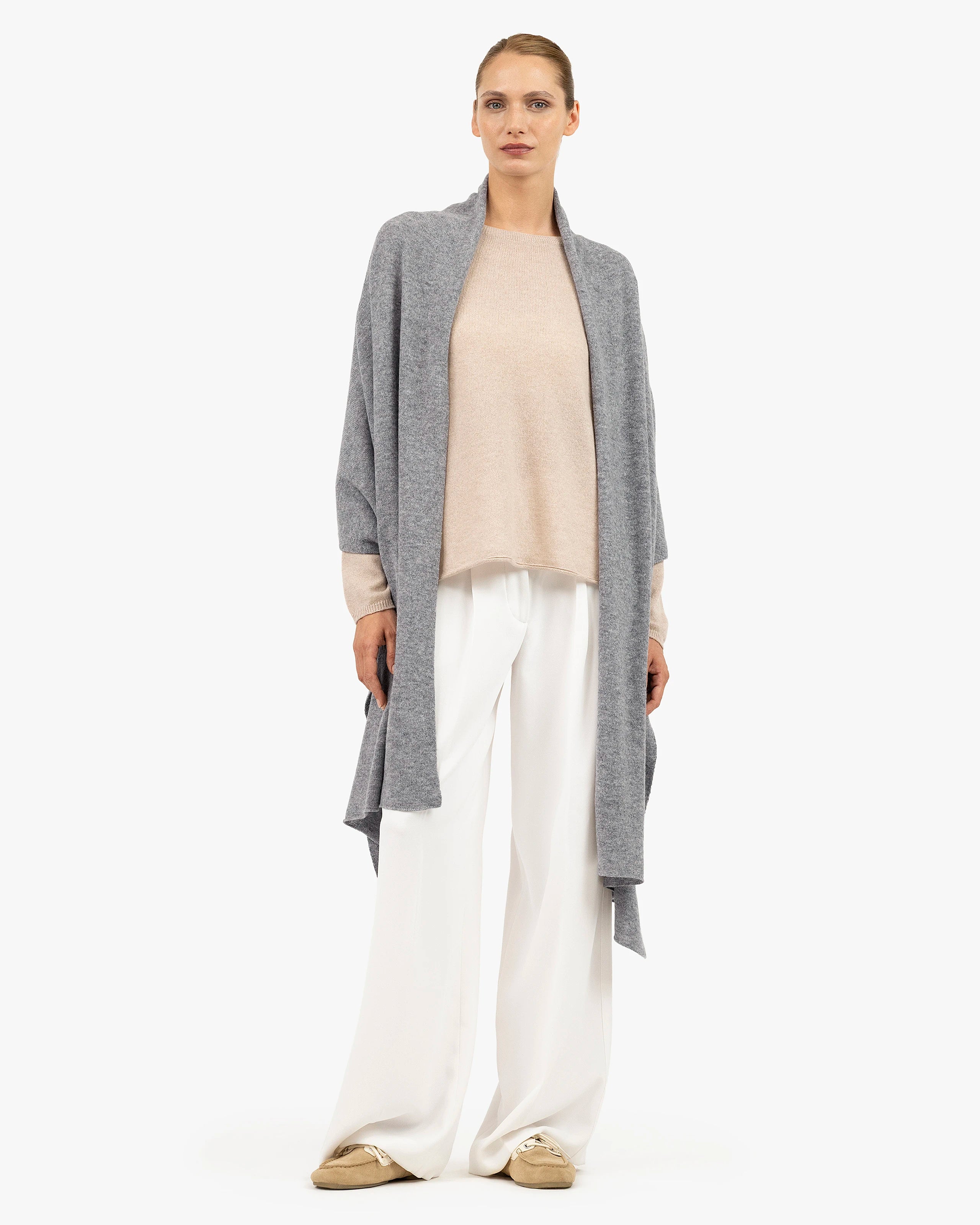 Essential Maxi Cashmere Wrap - Medium Grey | MaisonCashmere