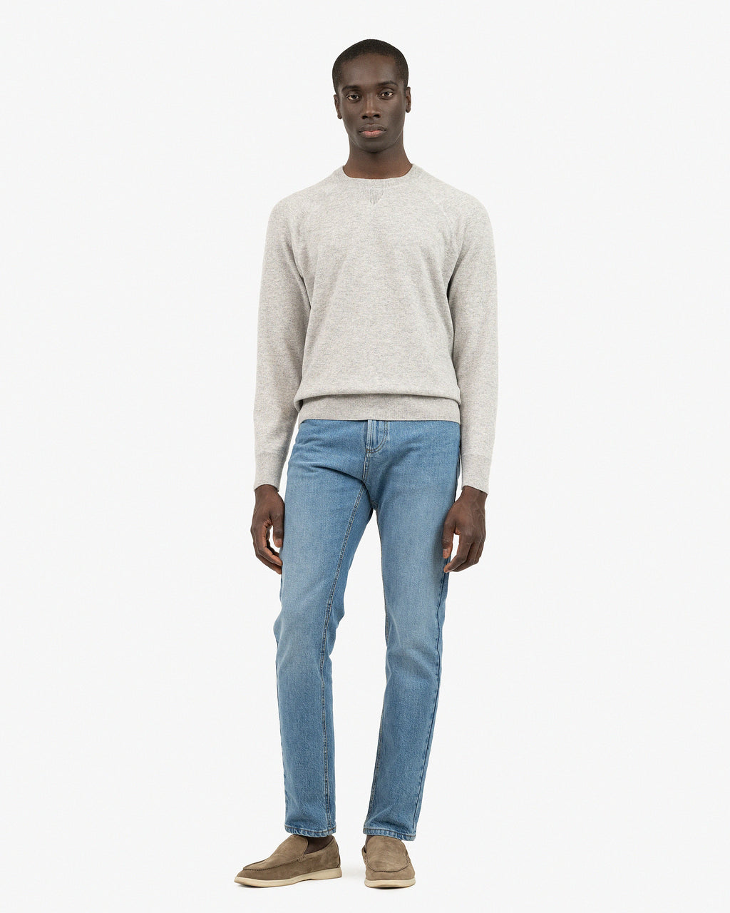 Men's Arcore Raglan Crew Neck Sweater - Light Grey Cashmere