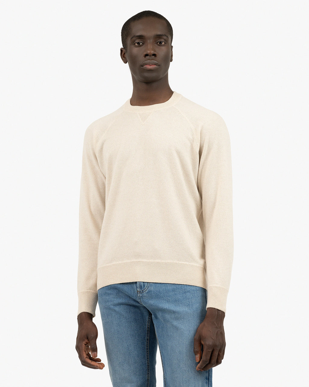Men's Arcore Raglan Crew Neck Sweater - Light Beige Cashmere
