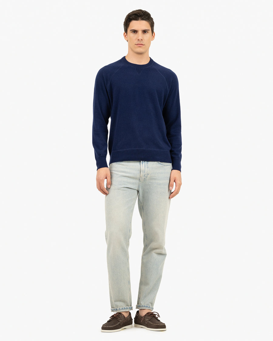 Men's Arcore Raglan Crew Neck Sweater - Blue Cashmere