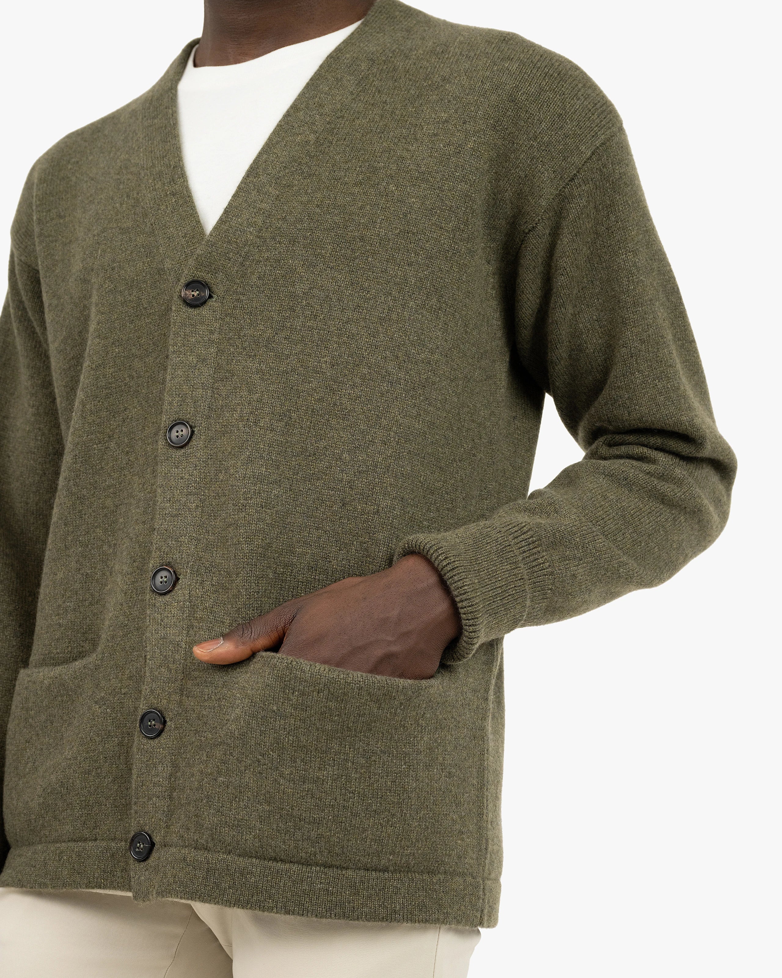 Men's Beacon Cardigan - Green Cashmere
