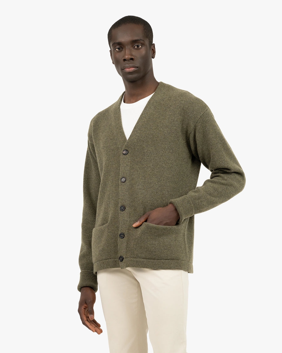 Men's Beacon Cardigan - Green Cashmere