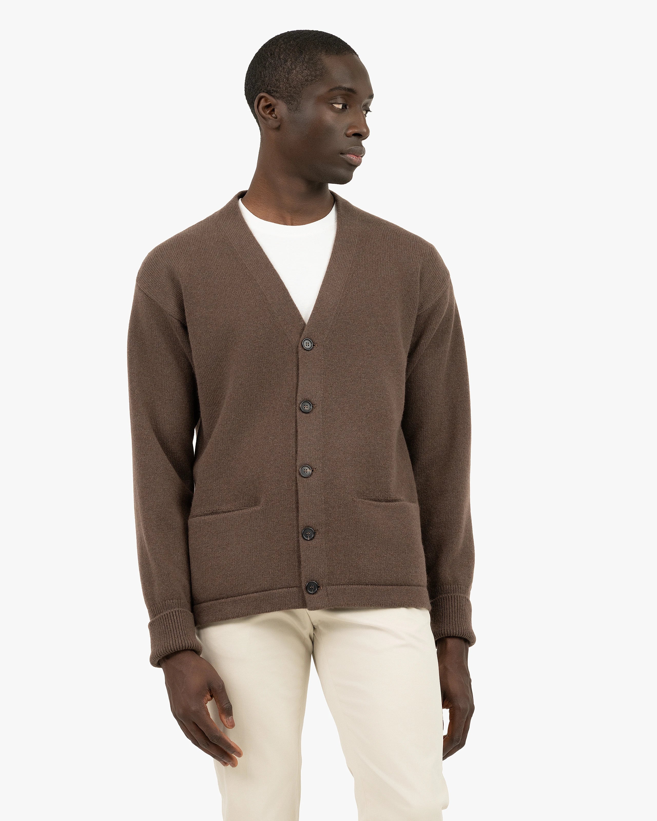 Men's Beacon Cardigan - Brown Cashmere