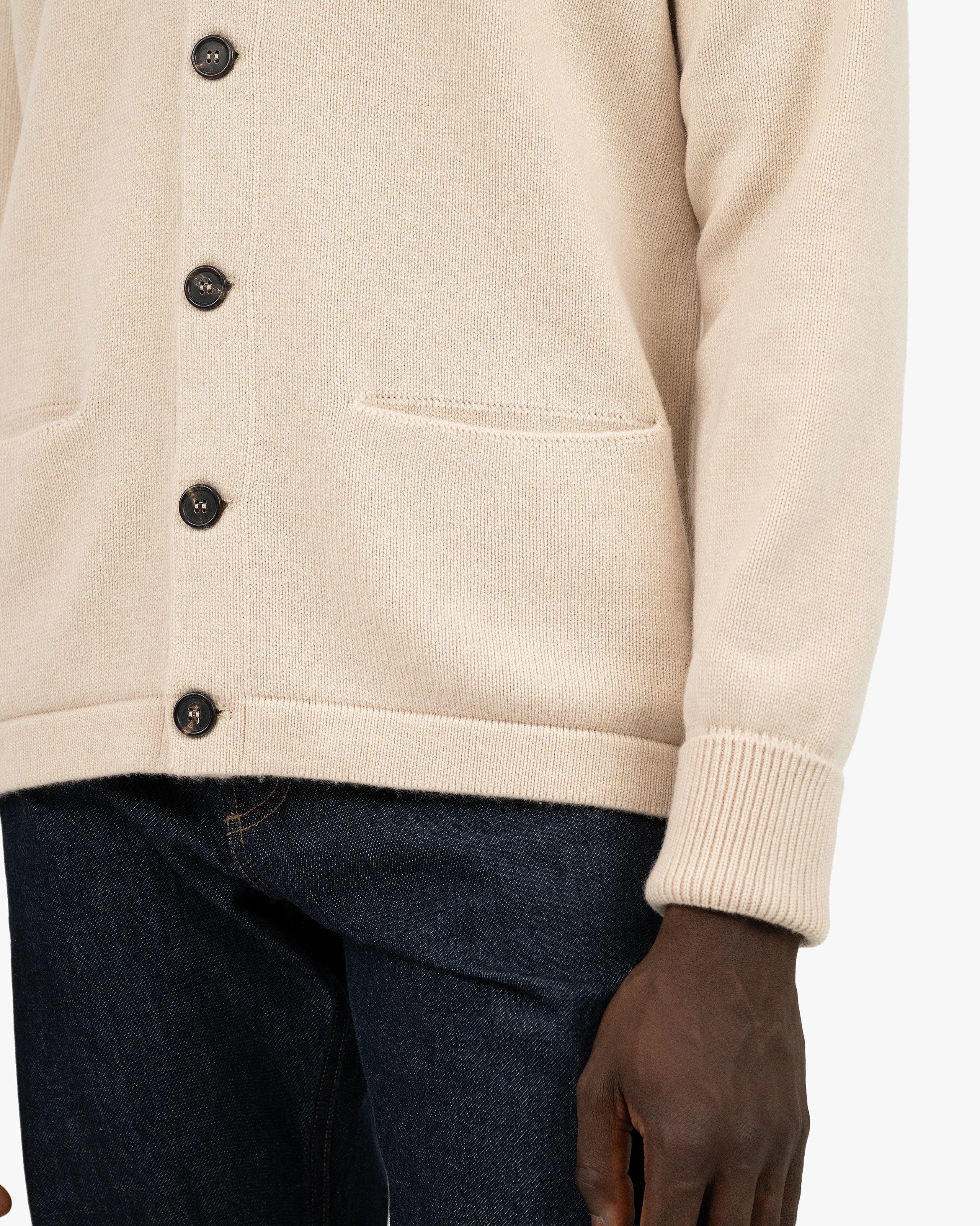 Men's Beacon Cardigan - Light Beige Cashmere